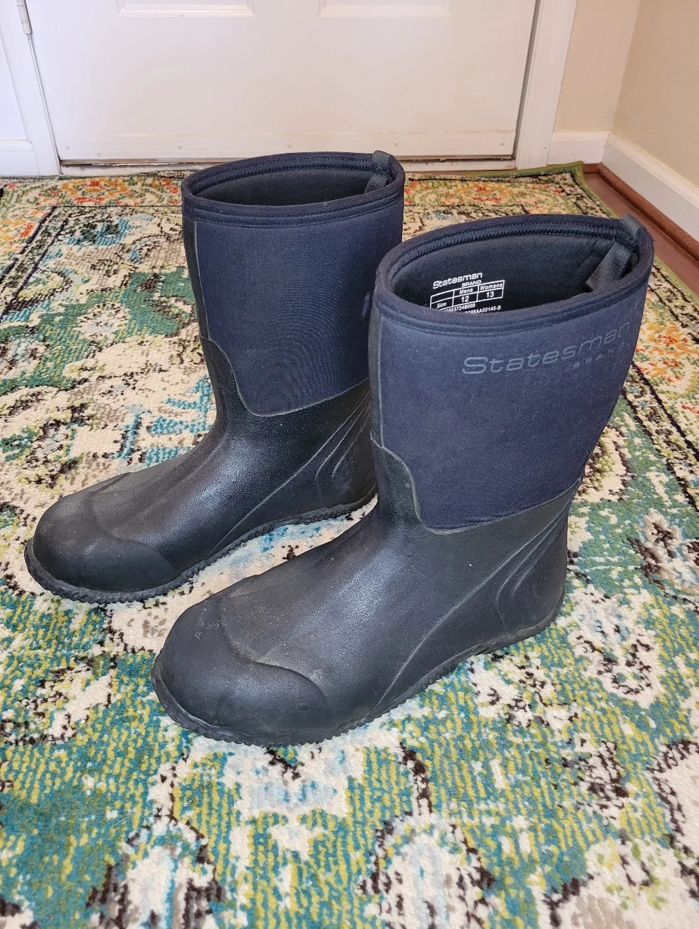 Statesman Waterproof Rubber Base Black Workwear Outdoor Boots, Size Mens 12